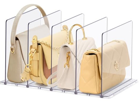 DoubleCare 5 StüCk Regaltrenner, Verstellbare Taschenteiler, Transparent Regalteiler Aus Acryl, Durchsichtige Handtaschen-Organizer FüR SchräNke, GeldböRsenhalter, BüCherregal FüR Schlafzimmer, BüRo