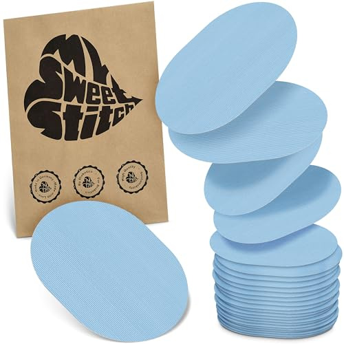 MySweetStitch 25 Fixierpflaster für CGM-Sensoren oval Ice Blue | Hilft gegen vorzeitiges Ablösen, wasserfest und schnell trocknend, hautfreundlich, bis zu 15 Tage Halt