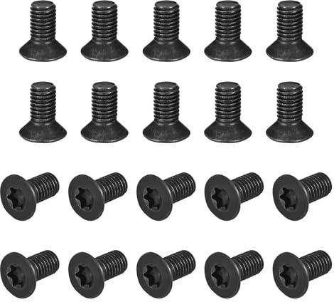sourcing map Lot de 50 vis à métaux Torx à tête plate M10-1,5 x 20 mm, alliage d'acier de qualité 10,9, tête fraisée, filetage complet, finition oxyde noir