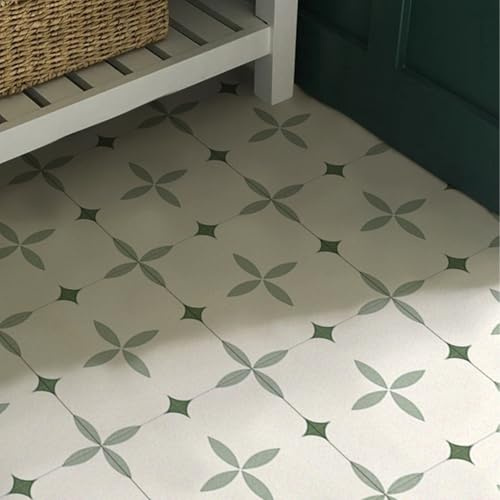 Funlife Fliesenaufkleber 25x25cm, Peel and Stick Tile Stickers, Klebefliesen Grün Wasserdicht Abnehmbar für Badezimmer Küche Dekoration, Elegantes Grün 8PCS