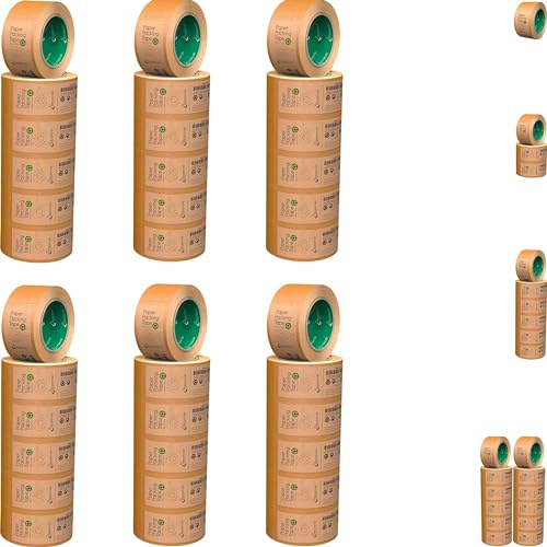 Pandabode Kraft Paper Packing Tape 48mm x 50m | Brown Paper Tape for Strong Parcel Packaging | 1/3/6/12 Pack | Recyclable & Eco Friendly (24)