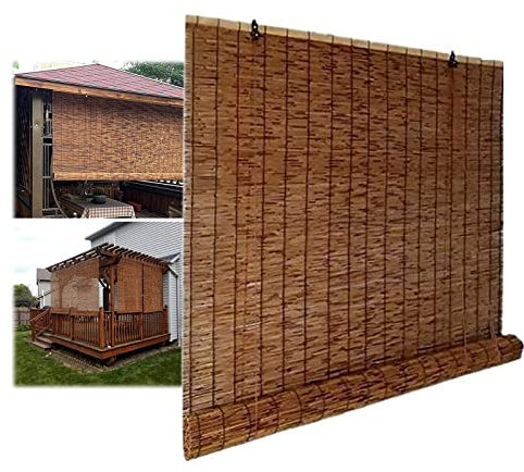 PZOFERLIN Volets roulants en Bambou pour l'extérieur Stores enrouleurs en Bambou for Jardins, tonnelles en Bois, balcons, Stores de Cuisine(W:110 x H:135 cm)