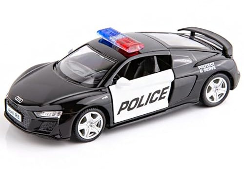 BGHSCA Audi R8 Modellauto im Maßstab 1:36, Spielzeugauto aus Zinklegierung mit Rückzugmechanismus für Kinder und Erwachsene, Polizei