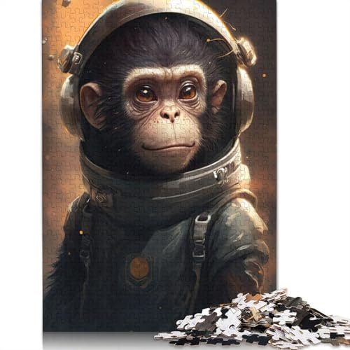 Astronaut Space Monkey Puzzle DIY Spiel Papier Rechteckiges Puzzle für Jungen oder Mädchen Geburtstagsgeschenk 1000 Teile (75x50cm)