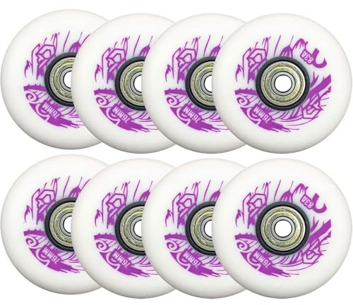 NBTRXWAFR 8 Stück 83A Inline Skate Rolle 72Mm 76Mm 80Mm Ersatzrollen mit Lagern Outdoor Street Skating Rolle verschleißfest,Weiß,72mm