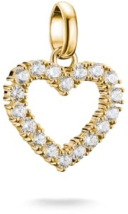 THOMAS SABO Heart Charm with White Stones Connect 18k Gold Plated Recycled 925 Silver