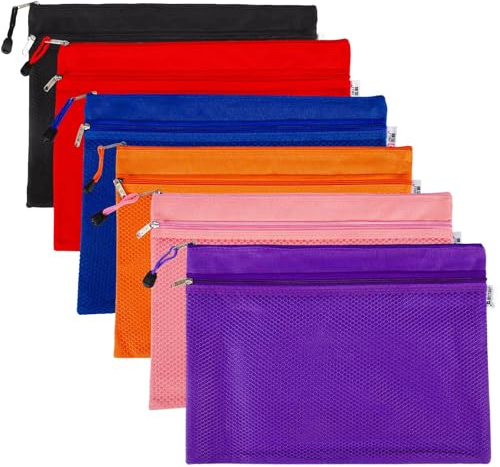Porte-documents A4 avec fermeture éclair - En nylon - Étanche - Double fermeture éclair - Pour étudiant, fournitures de bureau, sac de voyage