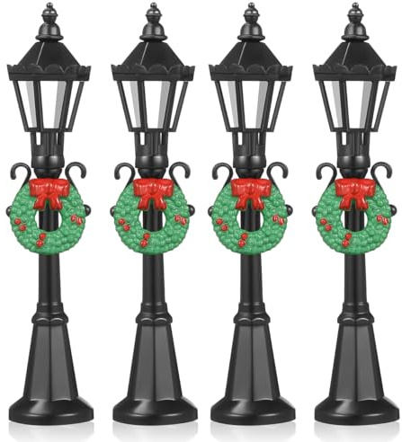 BESTonZON 8 Pièces Lot de Lampadaires Miniatures de Noël Décorations Réalistes pour Village Miniature et Maisons Poupées Accessoires pour Ambiance Festive Intérieure
