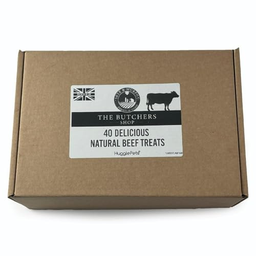 HugglePets Premium Assorted Natural Beef Dog Treat Box | 40 Pieces | The Butchers Shop Pet Food | Delicious High Protein Snack | Perfect Selection for Your Pup | Great for All Types of Chewers