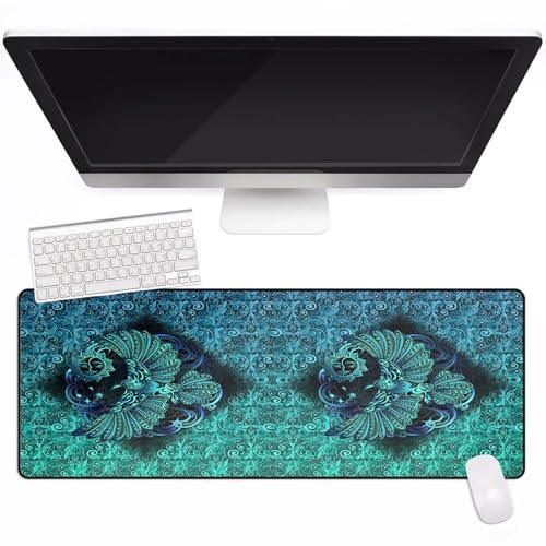 Mythologie Viking 60x30cm Tapis de Souris Gamer Coutures Anti-Effilochage Rune du Corbeau imprimée en 3D Dessous de Table Avec Base en Caoutchouc AntidérapanteAccessoire Bureau