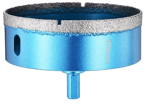 PATIKIL 4 Diamond Hole Saw 100mm 3-Flat Shank Blue | Diamond Tip Hole Cutter for Hand Drilling Ceramic Porcelain Marble Tiles Stone Brick Hard Material