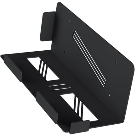 XUMIUZIY Premium Iron Gaming Console Wall Mount with Controller Holder and Headphone Hook for Organized Entertainment Area (Black)