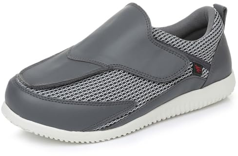 Chaussures Extra Larges en Maille pour Femmes Diabétiques Chaussons Orthopédiques Légères et Respirantes Confort Baskets (Gris, Adulte, 36, Numérique, Système Taille Chaussures EU, Très Large)