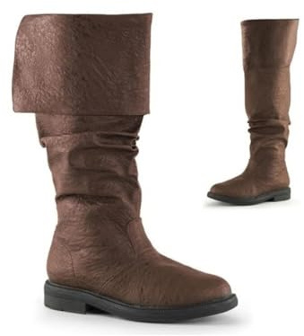 Glamidea Stivali Slip-on Medievali per Uomo Eleganti e Piatti Western Rinascimento Steampunk a Mezza Altezza da Tempo Libero con Tacco Blocco Monocromatici Stivali da Cavaliere