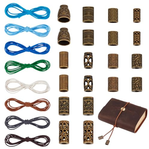 ENECREAT 17./16M D'Élastiques pour Cahier Cordon Élastique Extensible en Polyester de 2mm Kit de Bricolage pour Élastiques de Carnet de Voyage avec 20 cordon en Alliage et 10 styles D'Embouts