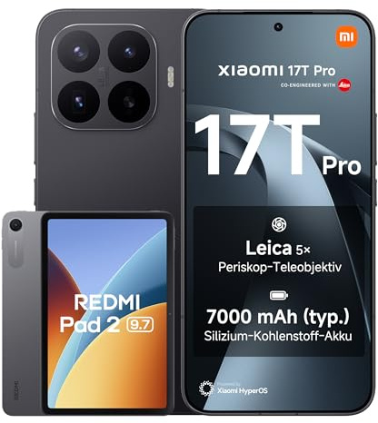 XIAOMI 17T Pro 12+512G Schwarz Bundle Redmi Pad 2 9.7 4+64GB Gray
