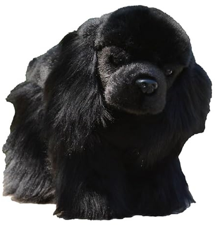 SMJWH Niedliches schwarzes Cocker Spaniel-Plüschtier, weiches, Flauschiges Stofftier, lebensechtes Kuscheltier-Geschenk for, Jungen und Mädchen