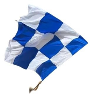 Bandiera como a Scacchi, 2m x 3m, Bianco e Azzurro, con Asta inclusa in pvc, Tessuto Cucito