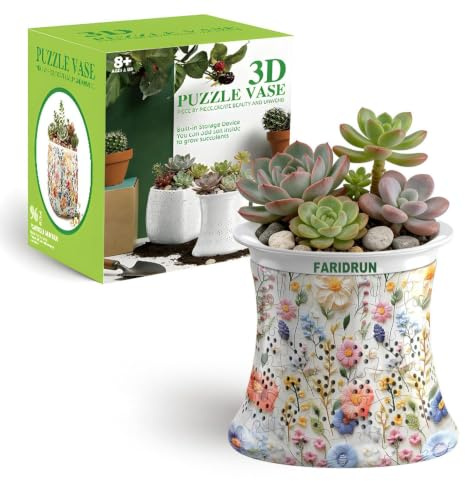 FARIDRUN 3D Puzzle Vase Pot for Succulents & Flowers