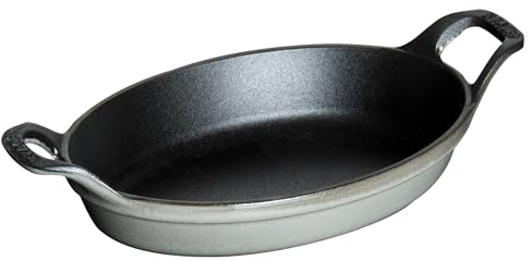 Staub Cast Iron 9.5-inch x 6.75-inch Oval Baking Dish - Graphite Grey, Made in France