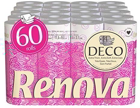 Renova DECO Toilettenpapier 4 lagig lotionnées - 60 Rollen