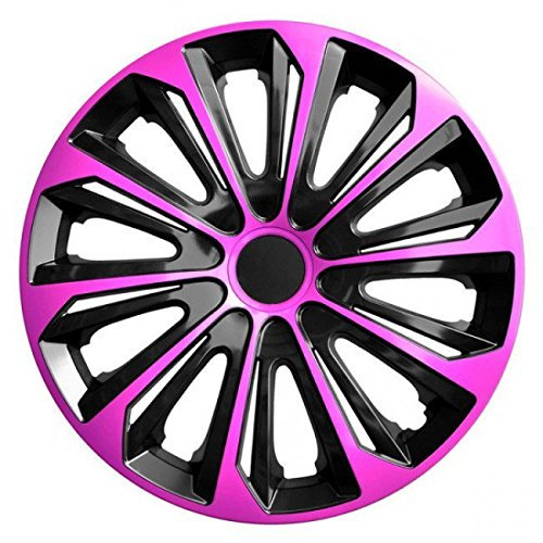 Radkappen / 4 x Universal Radzierblenden - STRONG DUOCOLOR rosa und schwarz (15)