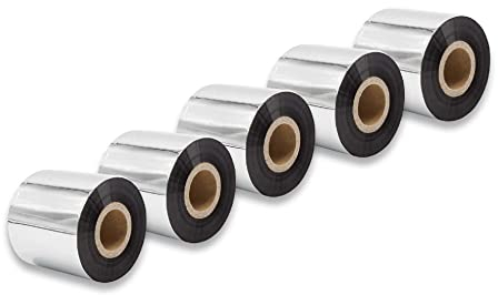 vhbw 5x Thermo-Folie Thermotransferband schwarz 60mm kompatibel mit Fax Drucker TSC TTP-2410M, TTP-245 Plus, TTP-246M Plus, TTP-247, TTP-268M, TTP-343 Plus