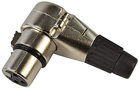 XLR Connector Female Right Angle Style - Strong Cable Grip, Metal Body