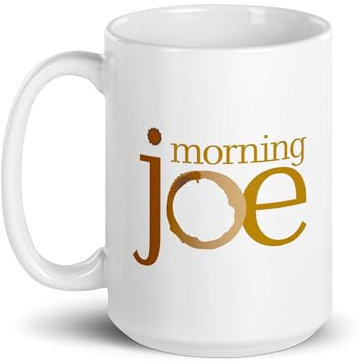 Keramiktasse mit Morning Joe Logo, weiß, 425 ml – offizielle Tasse wie auf MSNBC mit Joe Scarborough, Mika Brzezinski und Willie Geist