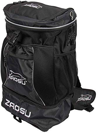 ZAOSU Triathlon- & Schwimm-Rucksack - Transition Bag | 45 Liter mit Nassfach für Schwimmbekleidung nach dem Wettkampf oder Training, Farbe:schwarz