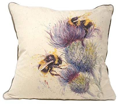 Jane Bannon GP85313 Kissen 40 x 40 cm (Bienen auf Chardon), Baumwolle, Mehrfarbig, 40 x 40 x 11 cm