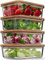 Glass Storage Jars with Bamboo Lids (Pack of 4, 1000ml) Eco-Friendly Meal Prep Containers Airtight - Plastic Free, BPA Free