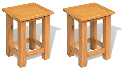 vidaXL 2X Eiche Massiv Beistelltisch Nachttisch Telefontisch Blumenhocker Nachtschrank Nachtkonsole Couchtisch Nachtkommode 27x24x37cm