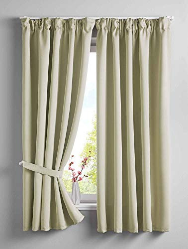 Gardinenbox 2er Set Verdunkelungsvorhänge Blickdicht »Newyork« verdeckte Schlaufen Beige HxB 160x140 cm Thermo-Gardine Blackout schalldämmend ÖKOTEX Kräuselband, 202020610-2