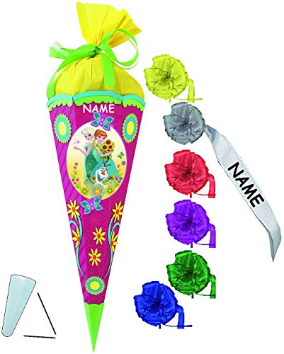 alles-meine.de GmbH BASTELSET Schultüte - die Eiskönigin - Frozen - 85 cm - incl. individueller Schleife + Name - mit/ohne Kunststoff Spitze - Zuckertüte - Set zum selber B..