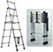 Telescopic Ladder, Folding Step Ladder, Retractable Aluminum Ladder Multi-Position, Adjustable A-Frame Stepladder with Handrails & Safety Lock, 330lbs Capacity(6+7 step, 7.55ft)