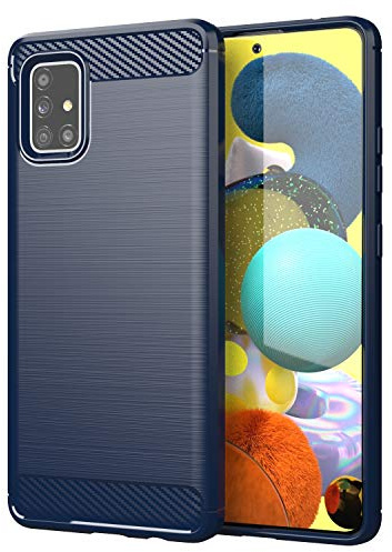 Cadorabo Hülle kompatibel mit Samsung Galaxy A51 4G / M40s Schutzhülle TPU Silikon Case Karbon Optik Slim Kratzfest Weiche Gummi mit Rundumschutz Case Hülle für Galaxy A51 4G / M40s in Blau
