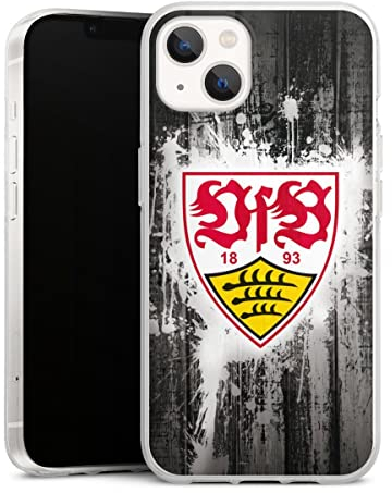Silikon Hülle kompatibel mit Apple iPhone 13 Case transparent Handyhülle VfB Stuttgart Offizielles Lizenzprodukt Bundesliga