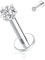 hengkaixuan G23 Titan 16G Flat Back Ohrringe Labret Ohrstecker Innengewinde Lippe Tragus Piercing Labret Schmuck 10mm Monroe Medusa Helix Lippenpiercing Silber Lobe Knorpel Conch Ohrring mit Stern CZ