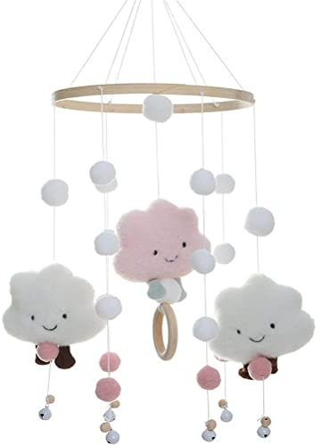Windspiel, Mobile Baby Holz Glocke Baby Ball Mobile aus Filz Spielzeug zum Aufhängen Mobile Bett Baby Wolke Stern Jungen Mädchen