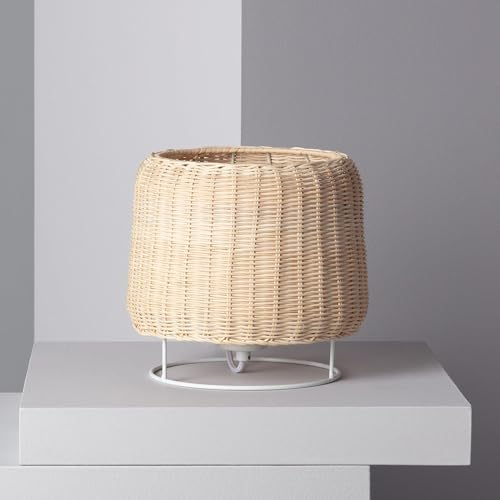 LEDKIA LIGHTING - Tischlampe Rattan Gondia | Natürliches Design | Mediterraner Touch | Handgefertigt aus Weide | E27 Fassung, Natürlich, Weide