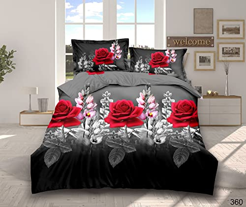 PRIME LINENS 3D Duvet Cover Set 4 Piece Microfiber Printed Design Quilt Cover Bedding Set with Pillow Cases and Extra Fitted Sheet Machine Washable (Super King 4 piece, 3D Printed 360)