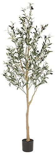 Realead 6ft Artificial Olive Tree, Tall Faux Olive Tree Plants, Fake Potted Olive Silk Tree with Branches and Fruits, Artificial Trees for Modern Home Office Living Room Floor Decor Indoor (72in)