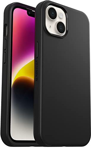 OtterBox Symmetry Hülle für iPhone 14 / iPhone 13, sturzsicher, schützende dünne Hülle, 3X getestet nach Militärstandard, antimikrobieller Schutz, Schwarz, Keine Einzelhandelsverpackung
