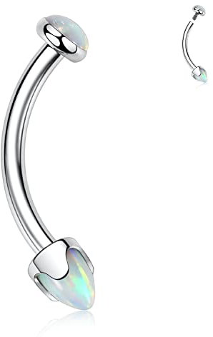 G23 Titan Augenbrauen-Piercing Schmuck Gebogene Augenbraue Langhantel Augenbrauenringe 16G Bauchnabelring Pfeil Opal Augenbrauenstäbe Nabelringe Zungenring Lippenring Augenbrauenpiercings 8mm