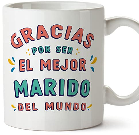 MUGFFINS Tazas para MARIDO/ESPOSO - En Español - Gracias por ser el mejor - 11 oz / 330 ml - Regalo original y divertido