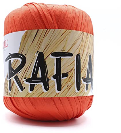 Gomitolo Rafia Lane Mondial 50 gr 100% viscosa naturale uncinetto 4-4,5 vari colori borse mare accessori cappellini arredo casa (996 Rosso)