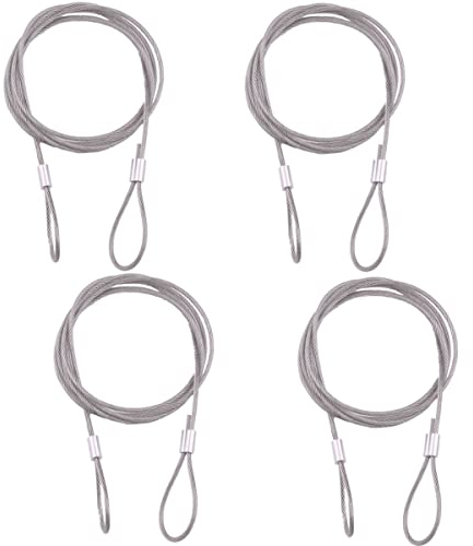 HOUSON 4 corde metalliche, rivestite con occhielli, cavo di sicurezza in acciaio (1,4 m x 4 mm)