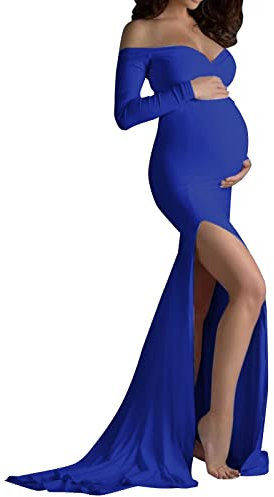 Robe Femme Enceinte Pantalons maternité Tee Shirt Femmes Enceintes Sexy Photographie Props Off Épaules V Cou Longue Robe De Maternité Veste Polaire Pull Maternité