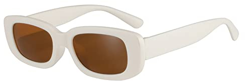 JBINNGROUSE Childrens Kids Retro Small Frame Sunglasses Trendy Rectangular Sunglasses for Girls Boys Age 3-12 UV 400 Protection (White)
